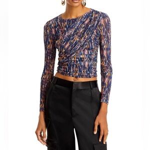 Aqua mesh cross long sleeve top